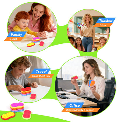 Silicone Sensory Magnetic Toys for Kids, 6PCS Textured Anxiety Relief Slider,Suitable for Autism and ADHD — Essential for Adults Office Desk Travel Stress Relief Toys for Students Classroom