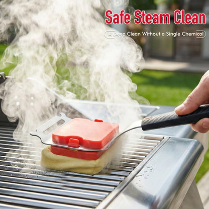 Strriuil Grill Brush Bristle Free for Outdoor Grill - Steam Grill Cleaning Brush with Scraper, Safe Grill Cleaner Brush, 2 Replaceable Heads, BBQ Accessories Gifts for Men