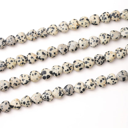 Natural Heart Shaped Dalmatian Stone Beads 10mm Loose Crystal Healing Beads for DIY Necklace Bracelet Making Gemstone Craft Supplies