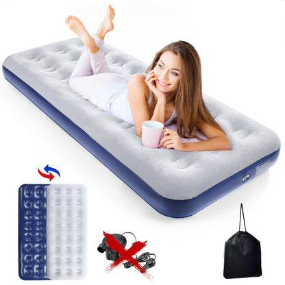 QDH Camping Air Mattress Inflatable Air Bed Flocked Surface Travel Bed Sleeping Pad Air Bed for Outdoor Camping Tent Guest Travelling(2 PCS)