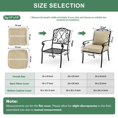 Summsun Outdoor Chair Cushions Set of 4, Faux Linen Patio Furniture Cushions, Water Resistant Backrest and Deep Seat Cushion Set with Ties, Removable Cover, Non-Slip Bottom, 24 x 24 Inch, Nature