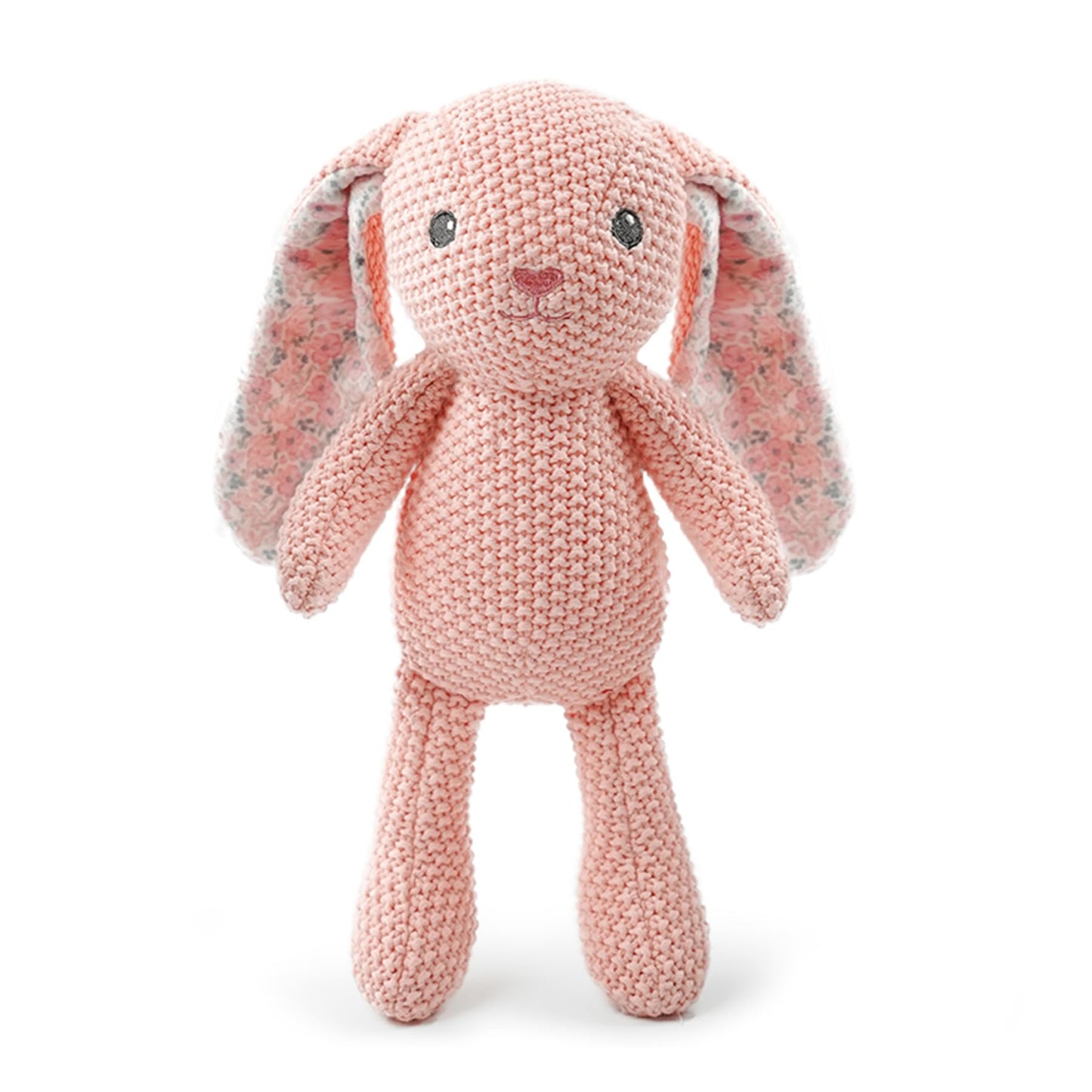 JUSTQUNSEEN Realistic Buuny Stuffed Animals, 11 inch Crochet Stuffed Animal Toys for Babies, Birthday and Easter Gifts for Girls and Boys, Knitted Cute Toy and Soft Plush Pink Rabbit Toys