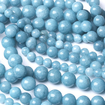 Blue Chalcedony Natural Stone Beads Gems Round Loose Beads Jewelry Making DIY Bracelet Necklace Accessory 1 Strand 60PCS 6MM 15"