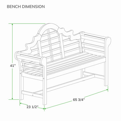 Cambridge Casual Lutyens Teak Wood Garden Bench 5-Foot – Wooden Outdoor Bench for Patio, Porch, Lawn, Backyard – Weather-Resistant Seating for Entryway or Deck