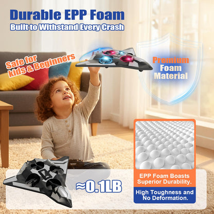 ZzzMgzzZ Foam Remote Control Airplanes for Kids & Adults | Easy Control, Great for Beginner and Teenagers, with Stable Hovering, 360° Flips, Circle Fly, LED Light, 2.4Ghz, Christmas & Birthday Gifts