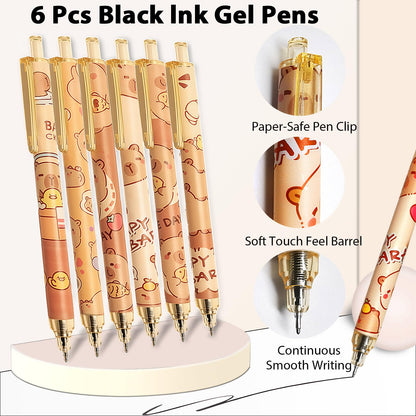 Capybara Stationery Set,Cute Capybara School Supplies,Kawaii Stationery Birthday Gifts,Includes Ballpoint Pens,Eraser, Mechanical Pencils,Correction Tape,Gel Pens,Scissors,for Office School Supplies
