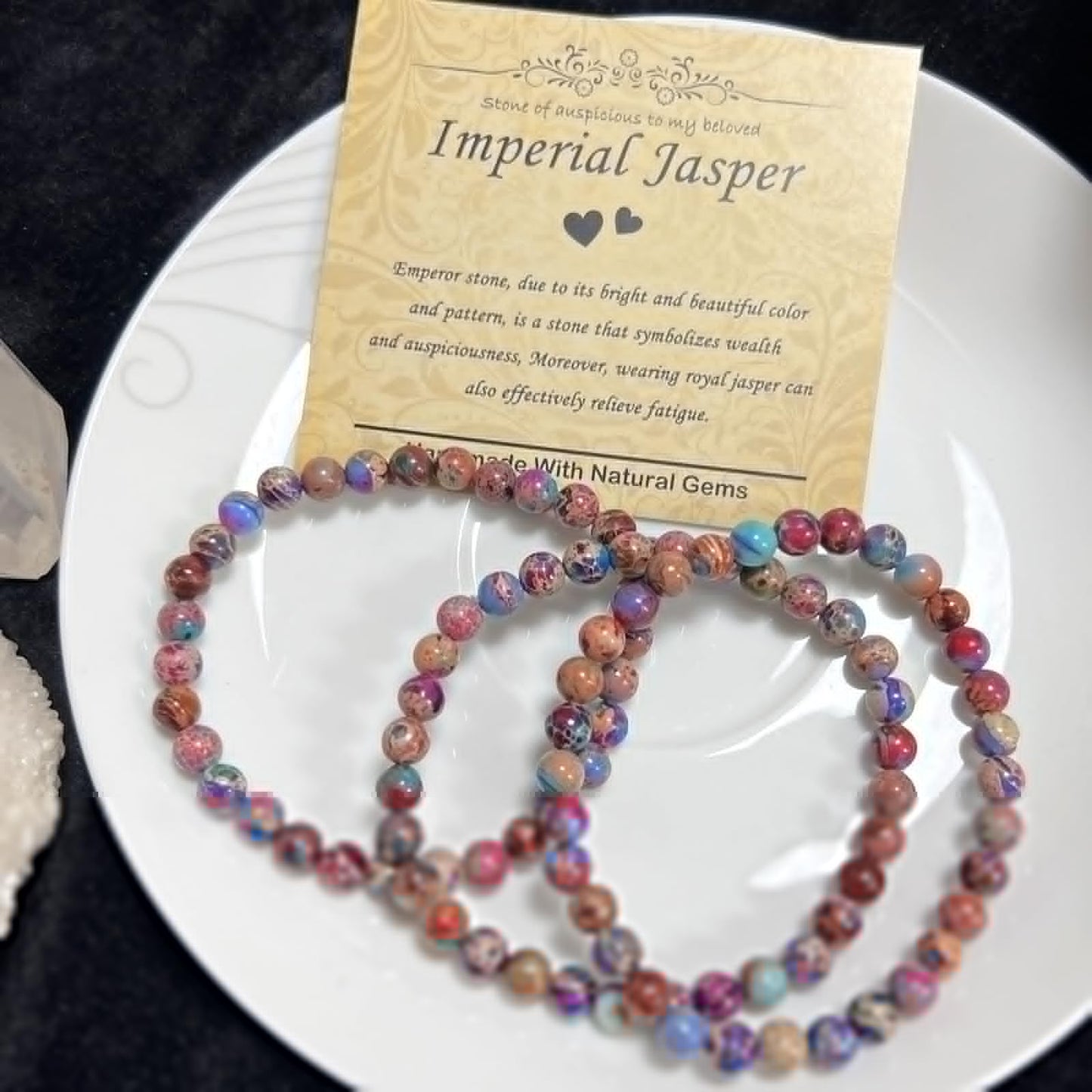 CHCCOYE 6mm Natural Healing Gemstone Bracelet Handmade Yoga Stretch Elastic Bracelet Stress Relief Crystal Jewelry for Men and Women (6mm Imperial Jasper)