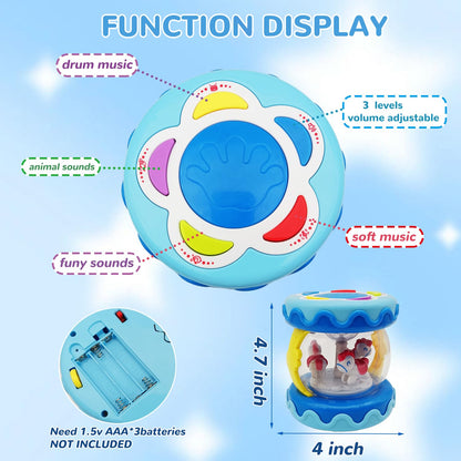 LDRYWW Baby Girl Toys Hand Drum Baby Rotating Musical Light Up Sensory Activity Crawling Toys 2 3+ Year Old Infant Girls Toy Gifts (Blue)