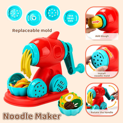 Aprilwolf 75 PCS 4 in 1 Dough Sets for Kids Ages 3-4-8, Art Crafts Dough Tools Kit, Ice Cream Playset Noodle Hamburger Maker Machine Dessert Rack, Kitchen Creations Food Play Toys Toddlers Boys Girls