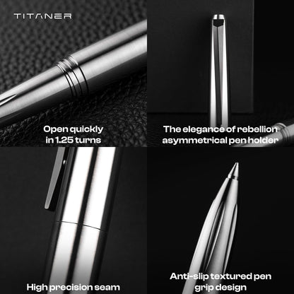 TITANER TiWard:Titanium Tactical Ballpoint Pen - Professional EDC Writing Tool Compatible with Multiple Refill for Signature Business Writing Journaling for Gifts or Collectibles.(Titanium)