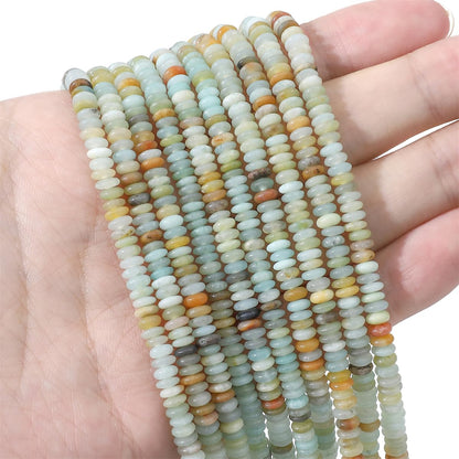 BEADIA Natural Amazonite Disk Stone Beads 4x2mm 160pcs Rondelle Loose Semi Gemstone Beads for Jewelry Making Design