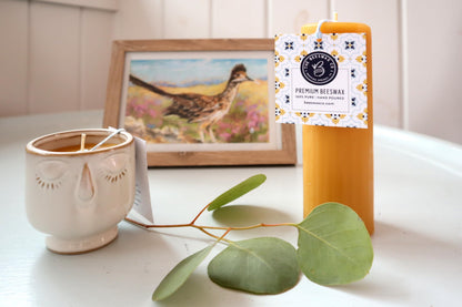 The Beeswax Co Pressed Honeycomb Beeswax Candle, Natural Honey Scented Organic Candle, Eco-Friendly & Non-Toxic with Cotton Wick, Long-Lasting & Clean-Burning, Unique Home Decor, 2.25 x 4.25 Pillar