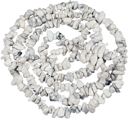 HAAMIIQII 5-8mm Natural White Howlite Chips Beads Hole Drilled Irregular Chip Stone Healing Crystal Rock Semi Precious Gemstone Loose Beads for Jewelry Making DIY Art Crafts Strand 32 Inch
