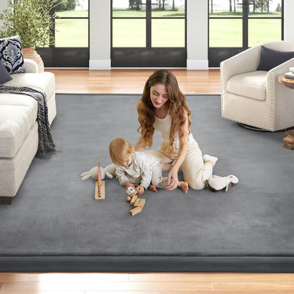 ILPEOD Baby Play Mat for Floor Nursery Rug Muscle Mat Area Rug Playroom Rug 50"x50" Playpen Mat Elastic Foam 1.3" Thick Crawling Mat For Babies,Toddlers, Infants, Kids,Grey