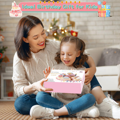 ZRUNBO Birthday Party Cake Toys, Wooden Play Food Set for Kids Toddlers, Play Kitchen Toys for Boys Girls, Educational Toys