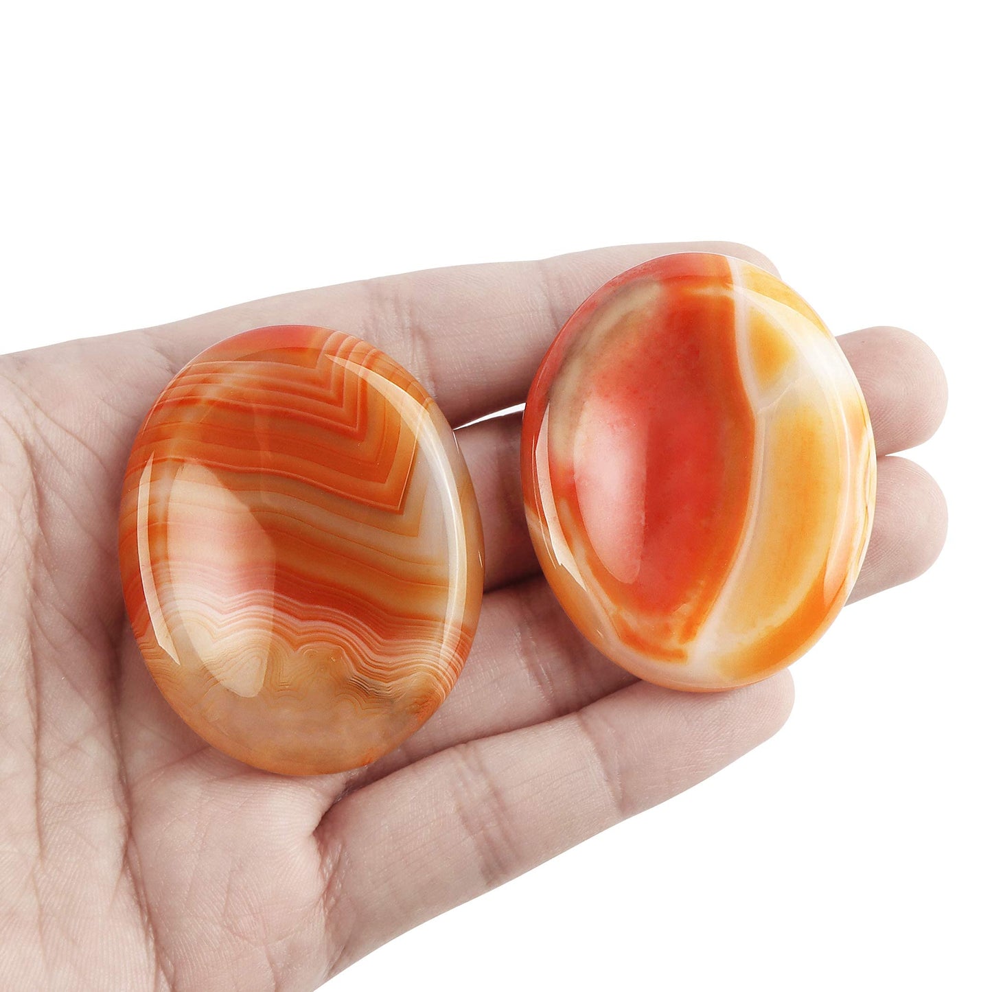 Artistone Red Carnelian Agate Crystal Thumb Worry Stone for Anxiety Natural Polished Healing Pocket Palm Energy Chakra Thumb Stone Sets for Yoga,Meditation,Stress Relieving(2pcs)
