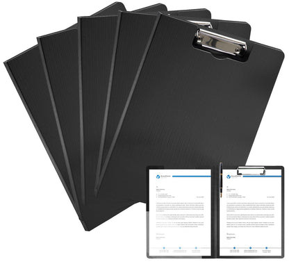 MUYICS Foldable Clipboard, 5 Pack A4 Clipboard Folder with Pocket, File Cover Office Folder Clipboards, 360 Degree Foldable Binder Clipboards for Office, School or Medical Field, Black