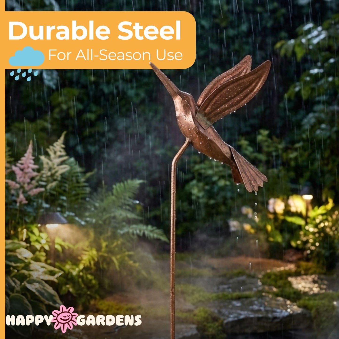 Ancient Graffiti Flamed Copper Hummingbird Garden Ornament