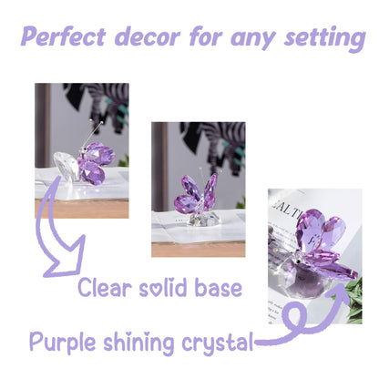 Arikyrist Crystal Purple Collectible Butterfly Statue Gift for Butterfly Lover, Crystal Butterfly Figurine for Home Office Decor