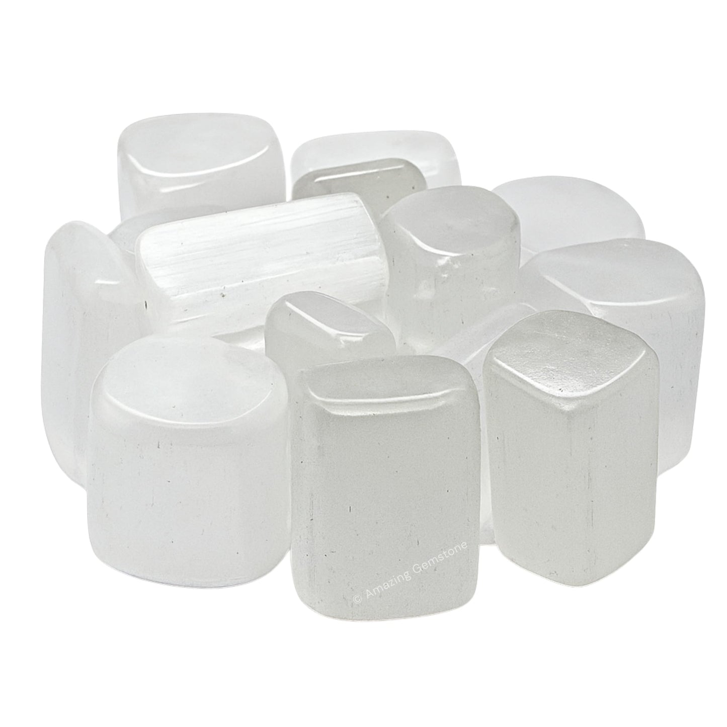Amazing Gemstone Selenite Crystals and Healing Stones Tumbled - 1 oz Selenite Stone Gem Stones, Natural Healing Stones for Energy Balance, Stress Relief - Premium Polished Gems Rocks for Meditation