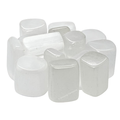 Amazing Gemstone Selenite Crystals and Healing Stones Tumbled - 1 oz Selenite Stone Gem Stones, Natural Healing Stones for Energy Balance, Stress Relief - Premium Polished Gems Rocks for Meditation