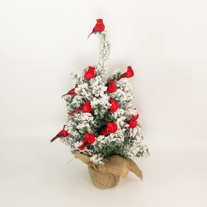 Berfutall-Cardinal Clip On Christmas Tree Ornament Decorations - Red Feathers Set of 12 Pieces Each is 2.8" Lon(A)