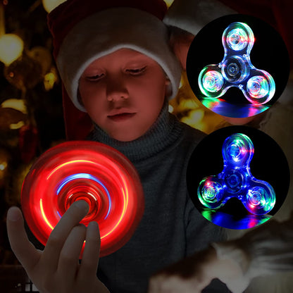 SCIONE 5 Pack LED Light Up Fidget Spinners,Glow in The Dark Sensory Toys for Kids,Fidget Stress Toys for Anxiety Relief,Party Favors,Classroom Prizes,Stocking Stuffers