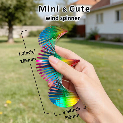 Aoedelyart Rainbow Wave Wind Spinners Outdoor Hanging Decor,7In Stainless Steel Reflective Wind Spinner Yard Art Wind Sculpture,Rainbow Helix Mini Wind Spinners for Yard and Garden Ornaments Gifts
