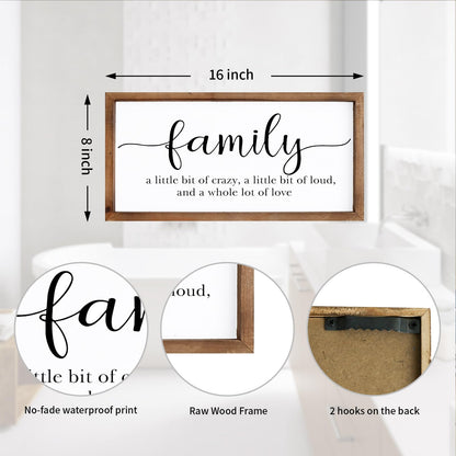 MODE HOME Family Sign for Home Decor, Farmhouse Family Wall Decor with Wood Frame for Wall, Kitchen, Living Room, Bathroom, Bedroom