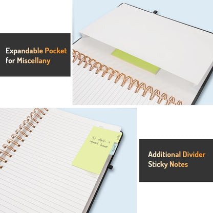 Forvencer Lined Spiral Journal Notebook with 300 Numbered Pages, B5 College Ruled Thick Journals for Writing with 100GSM Paper, Hardcover Notebooks with Contents for Work, School,olive green