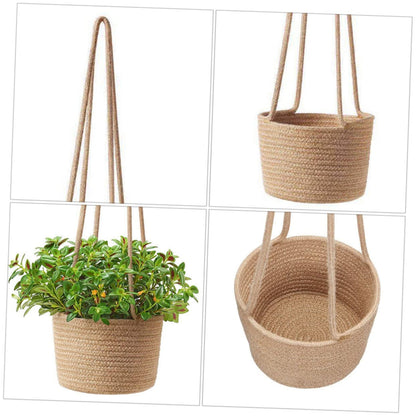 Cabilock 1pc Woven Hanging Basket Pot Macrame Decor Hanging Baskets for Plants Hand Decor Hanging Wall Planter Macrame Hanging Planter Basket Tabletop Planter Woven Basket