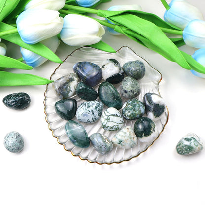 QINJIEJIE 0.9LBS Aquatic Agate Polished Stones Tumbled Crystals Bulk Gemstones Healing Crystal Rocks Set Decorative Landscape Quartz Bottom Decoration Reiki Natural Stone for Vase Meditation Gifts