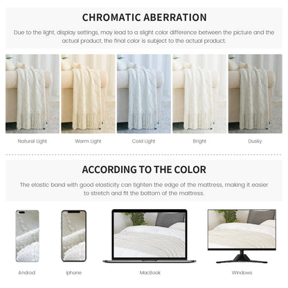 BOURINA Beige Throw Blanket 50x60 Inches Throw Textured Solid Soft Sofa Couch Decorative Knit Blanket