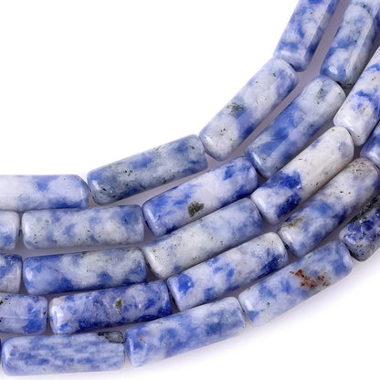 HAAMIIQII Natural Blue Sodalite Tube Beads 13x4mm Column Stone Cylinder Gemstone Loose Beads for Jewelry Making Strand 15 Inch (28-29pcs)