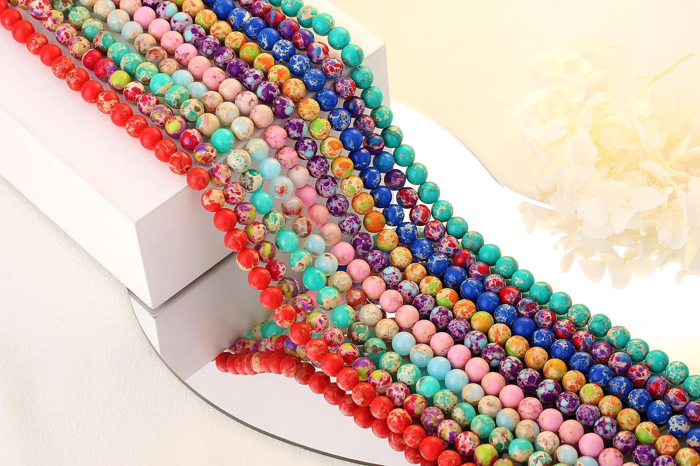 QINJIEJIE 60PCS Red Imperial Jasper Beads 8mm Stone Beads Round Loose Gemstone Bead for Bracelet Beading Crystal Jewelry Making DIY Necklace Earrings 0.32"