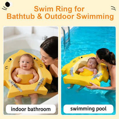 Deehouve Non-Inflatable Baby Pool Float, Solid Swim Water Float with Safety Seat,Waterproof Comfortable Waist Swim Trainers Infant Pool Essentials for 3-36 Months Beach Play (Yellow)