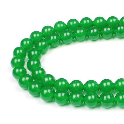 MJDCB Natural Green Jade Round Loose Beads for Jewelry Making DIY Bracelet Necklace (10mm)