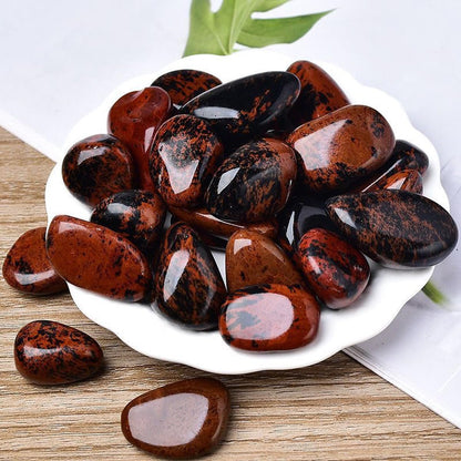 Erliway Red Obsidian Healing Crystal Stones, 1.25-2.0" Large Reiki Healing Gemstones Natural Tumbled Polished Stones for Energy Witchcraft Therapy Meditation