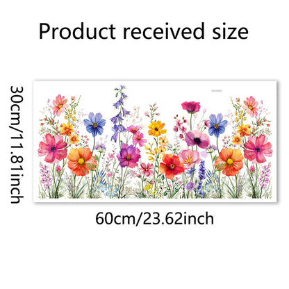 LOONELO Flower Garden Window Stickers, Wildflower Grass Door Decals, Lily Peony Poppy Floral Window Clings for Bedroom Living Room TV Office Decor Home Decoration