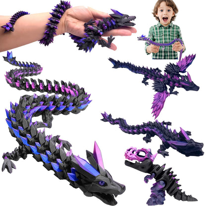 TJYZGXQ 4 Pcs 24in 3D Printed Dragon，Large Fidget Toy，Flying Dragon，Dinosaur，Cool Large Crystal 3D Printed Animals，Desk Toy，6-8 8-12 Gifts for Boys，Teen，Girl，Adult Gift Easter Basket Stuffers
