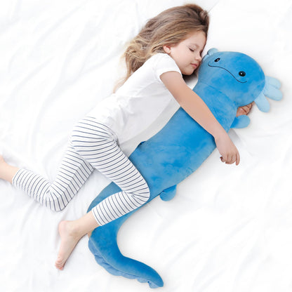 Tianmihou 36inch Giant Axolotl Plush Stuffed Animal, Big Blue Axolotl Glow in The Dark Fluorescent Plushies, Large Body Pillow Gifts for Kids Boy Girl Adults, Birthday