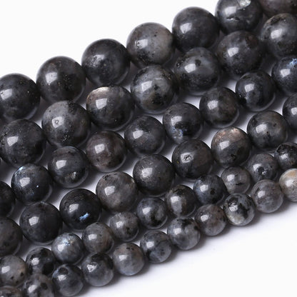 60PCS 6MM Natural Black Labradorite Beads Round Loose Stone Beads for Jewelry Making DIY Energy Stone Healing Power Bracelet 15"