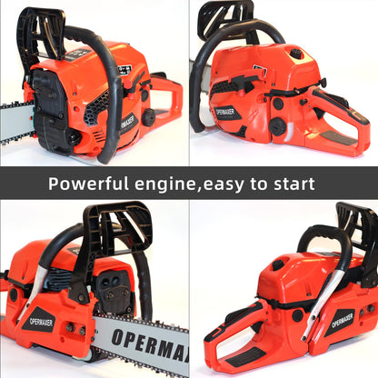 OPERMAXER 58CC 20 Inch 2-Cycle Gas Chainsaw, 12500r/min 3.8 HP Gas Power Chainsaws Handheld Cordless Petrol Chain Saw, Protective Design for Wood Cutting Garden Farm Home(Red)