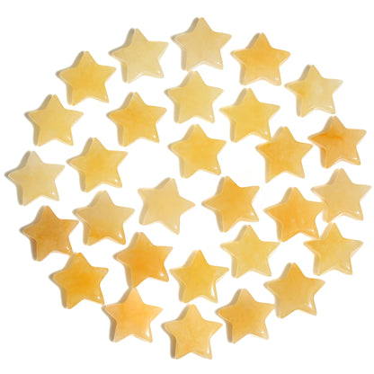 QINJIEJIE 20 PCS Citrine Crystals Star Stone Healing Crystal Set Mini Crystal Bulk Polished Stone Star Gemstones Wholesale for Meditation Energy Balancing Crystal Gifts Stocking Stuffers for Women