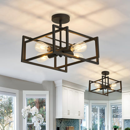 SZXYKEJI 2-Pack Close to Ceiling Light Modern Black Flush Mount Ceiling Light Fixture 18.89 Inch E26 Base Chandelier Lighting for Farmhouse Kitchen Island Dining Room Bedroom Foyer Entry
