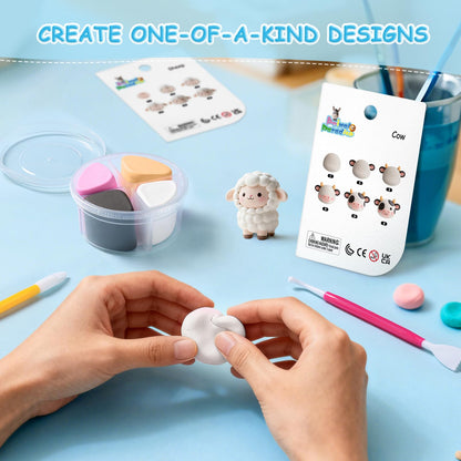 CLYMENE Air Dry Clay Kit for Kids, 12 Animals Modeling Clay with Tools & Tutorials, Arts and Crafts Creative Toys for Boys and Girls Ages 3+