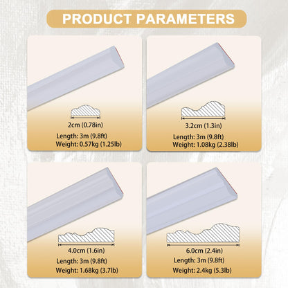Soengsau Peel and Stick Accent Wall Molding, 9.8FT x 0.78IN Self-Adhesive Chair Rail Trim for Interior Decoration