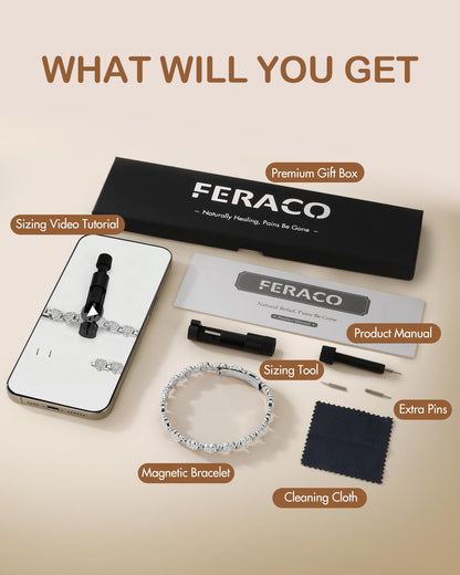 Feraco Copper Bracelets for Women, Ultra Strength Magnetic Bracelet with 3800 Gauss Neodymium Magnets & Dazzling Cubic Zirconia, Pure Copper Jewelry Gift, Heart Shape (Silver)