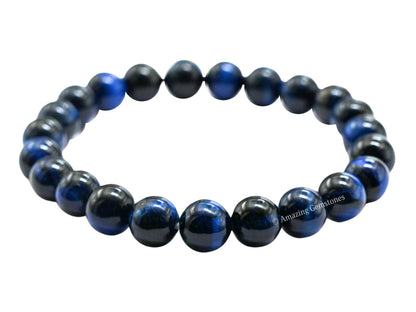 Amazing Gemstone Crystal Bracelet for Women Men's Gifts - Protection Healing Crystal Bracelet - 8mm Gemstone Beaded Stretchable Bracelet Pulseras Para Hombres Mujer Stocking Stuffers Mothers Day Gift (Blue Cat's Eye)
