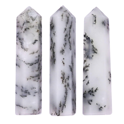 Amazing Gemstone Dendrite Opal Crystal Points Bulk Healing Crystals - Pack of 3 Single Terminated Healing Wand Point Bulk Crystals for Crafts, Crystal Grid, DIY Work - - Beginners Gift